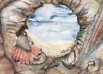 fantasy painting of girl in cave